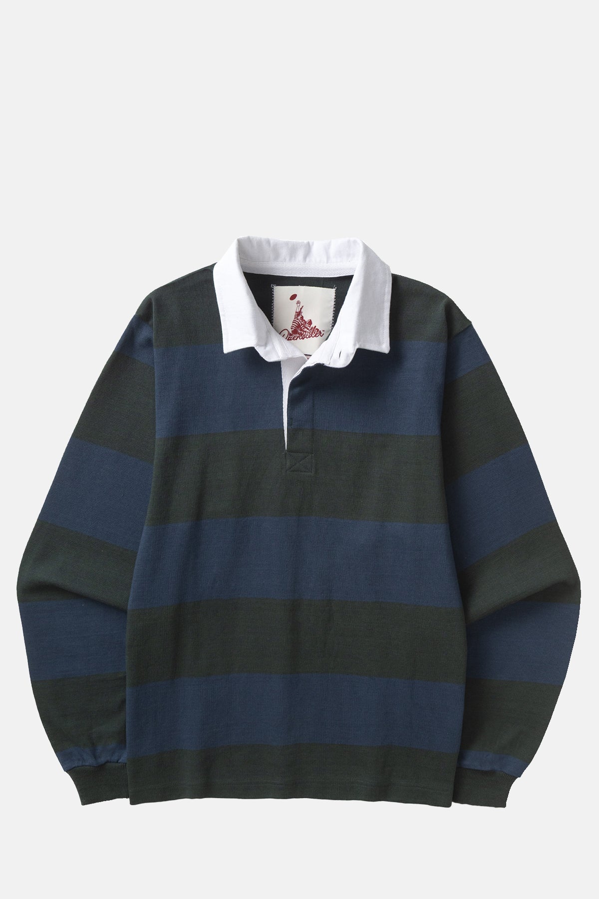 Opensider Classic Rugby Shirt Blue/Green Wide-Stripe.