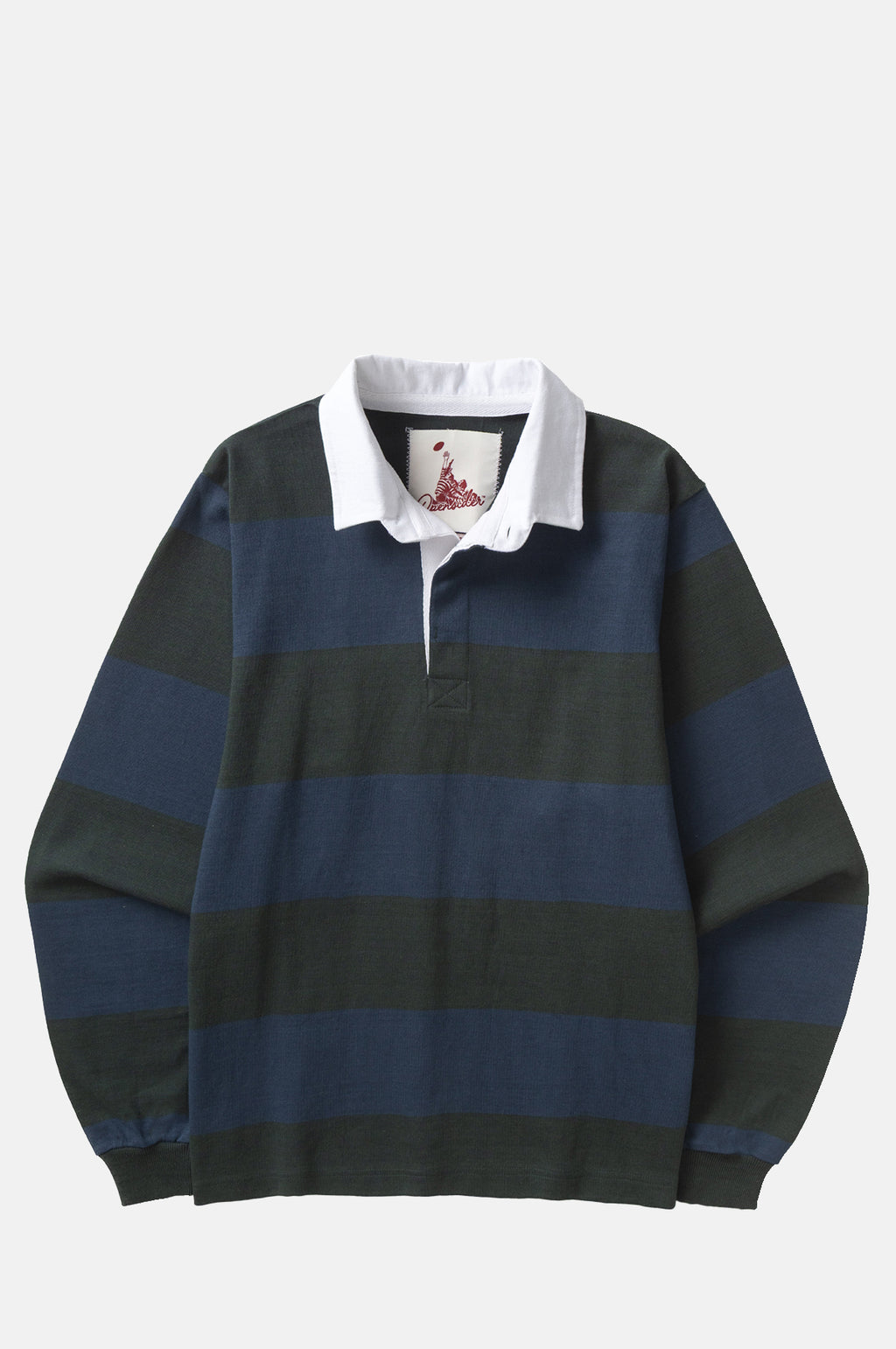 Opensider Classic Rugby Shirt Blue/Green Wide-Stripe.