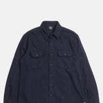 Orslow Organic Cotton Relaxed Fit Flannel Shirt Coffee Navy.