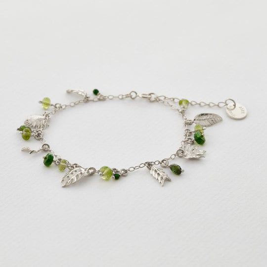 A.M. Tropical Leaf Charm Bracelet Silver