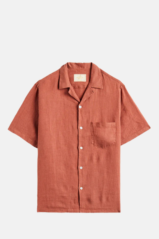 Linen Camp Collar Shirt Terracota