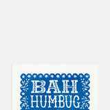 Pressed and Folded Bah Humbug Linocut Christmas Card.