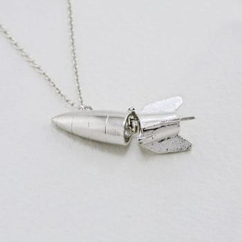 A.M. Rocket Locket Necklace Silver