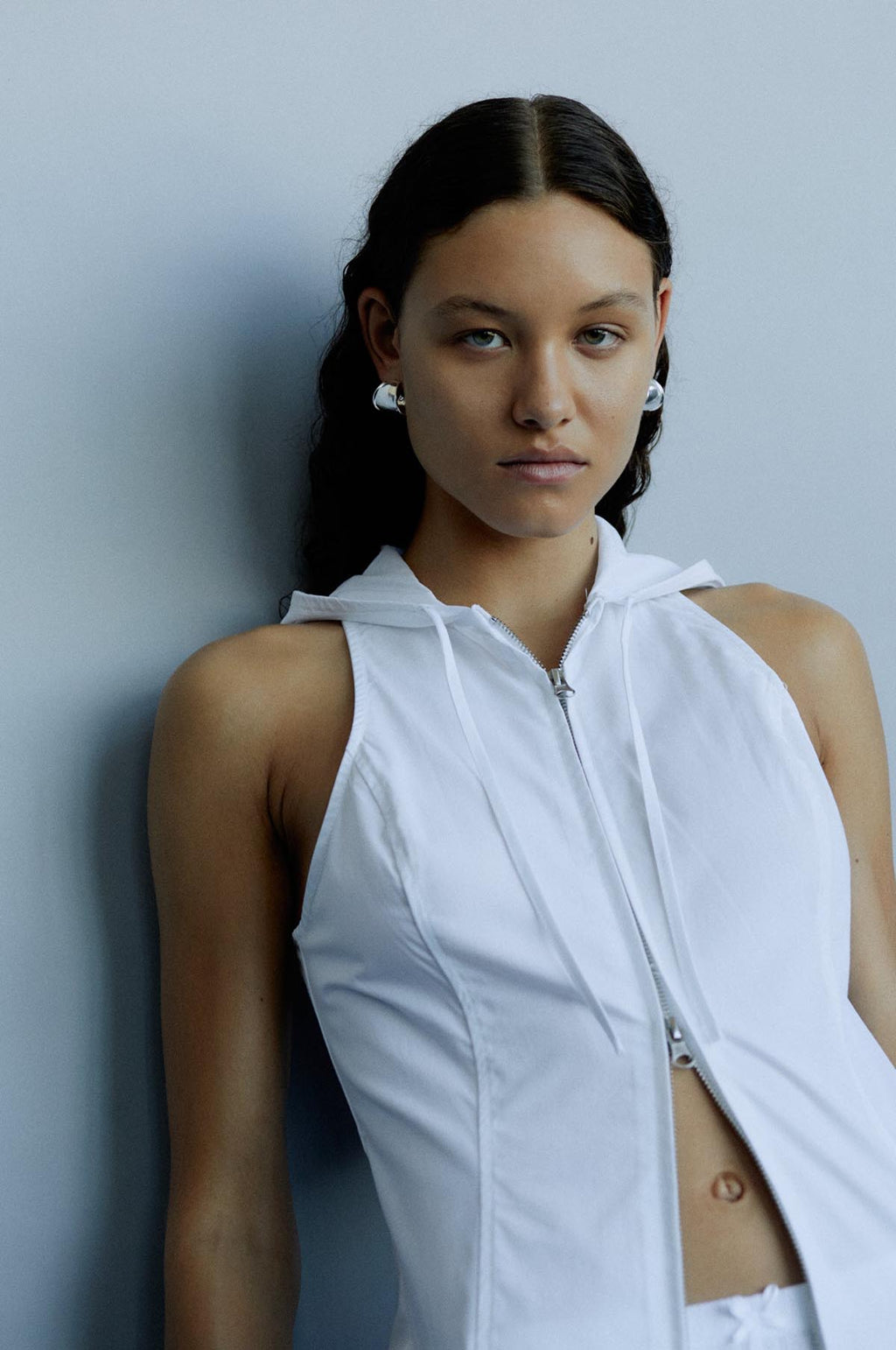 Contour Hoop Silver Earrings