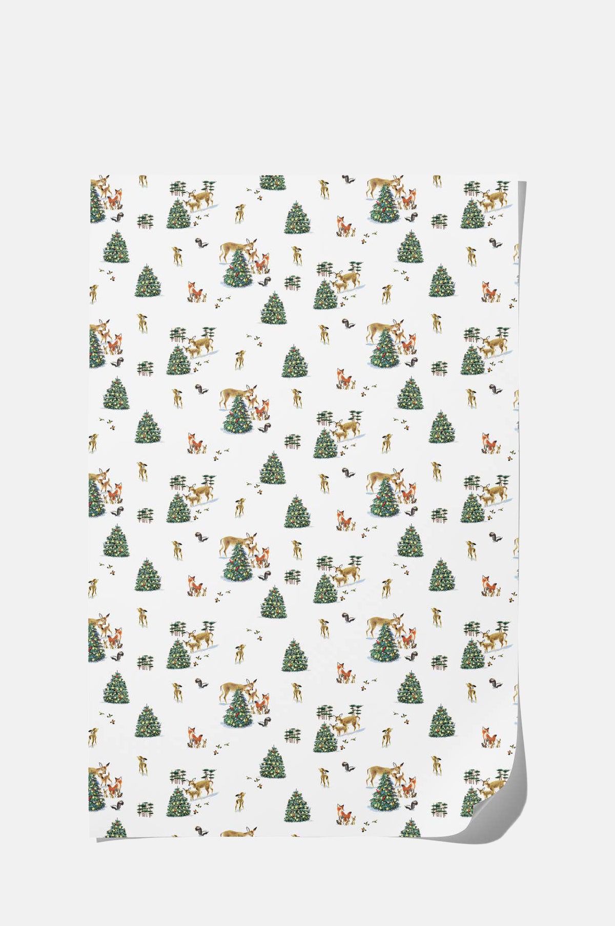 Red Cap Cards Forest Christmas Wrapping Paper Sheet.