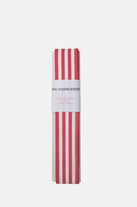 Red Cotton Stripe Ribbon 35mm x 5m