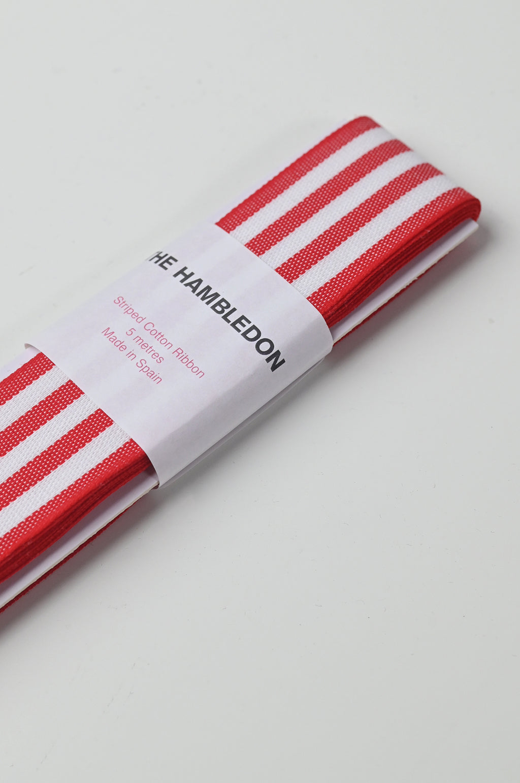 Red Cotton Stripe Ribbon 35mm x 5m