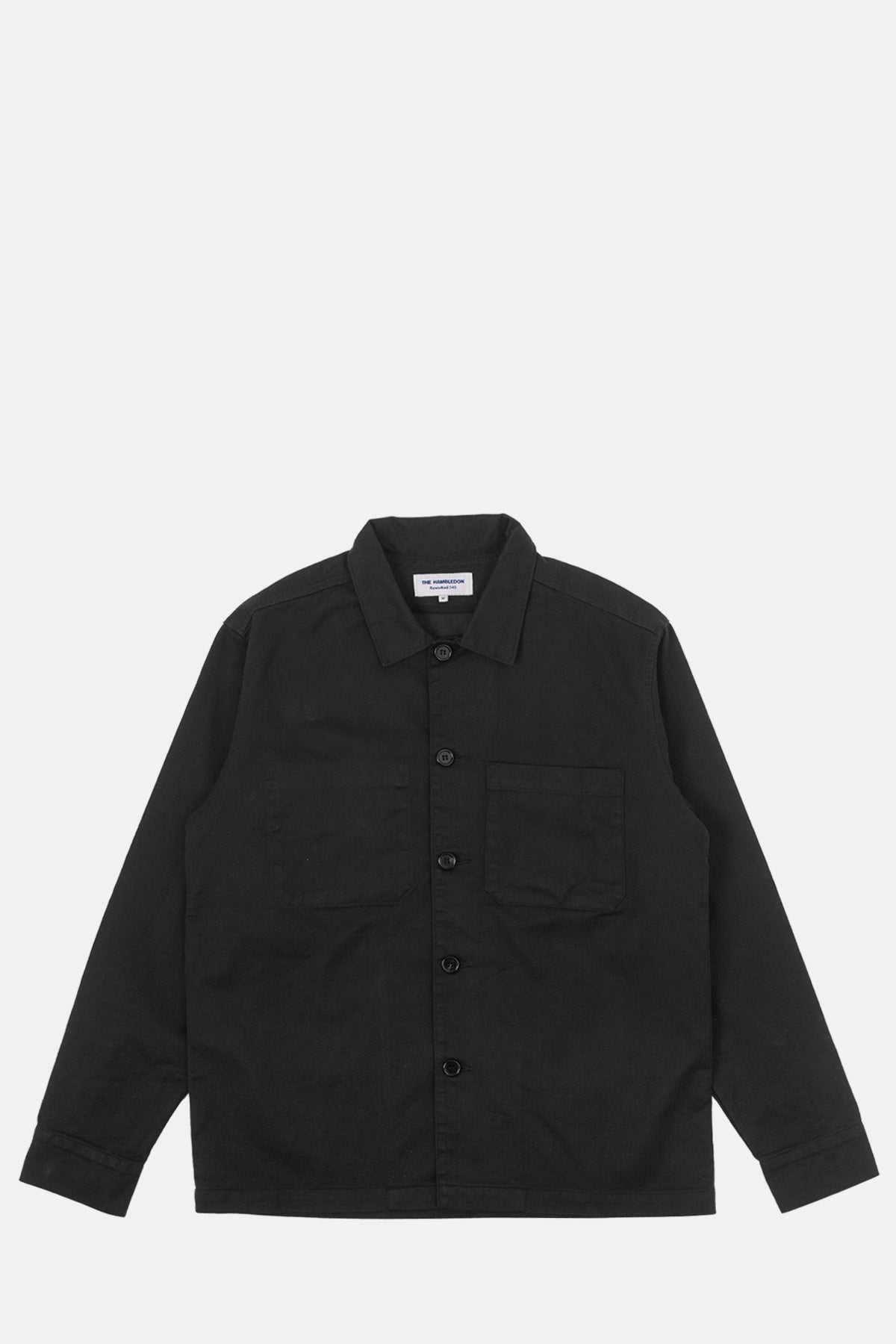 Reworked348 Barker Washed Herringbone Shirt Black.