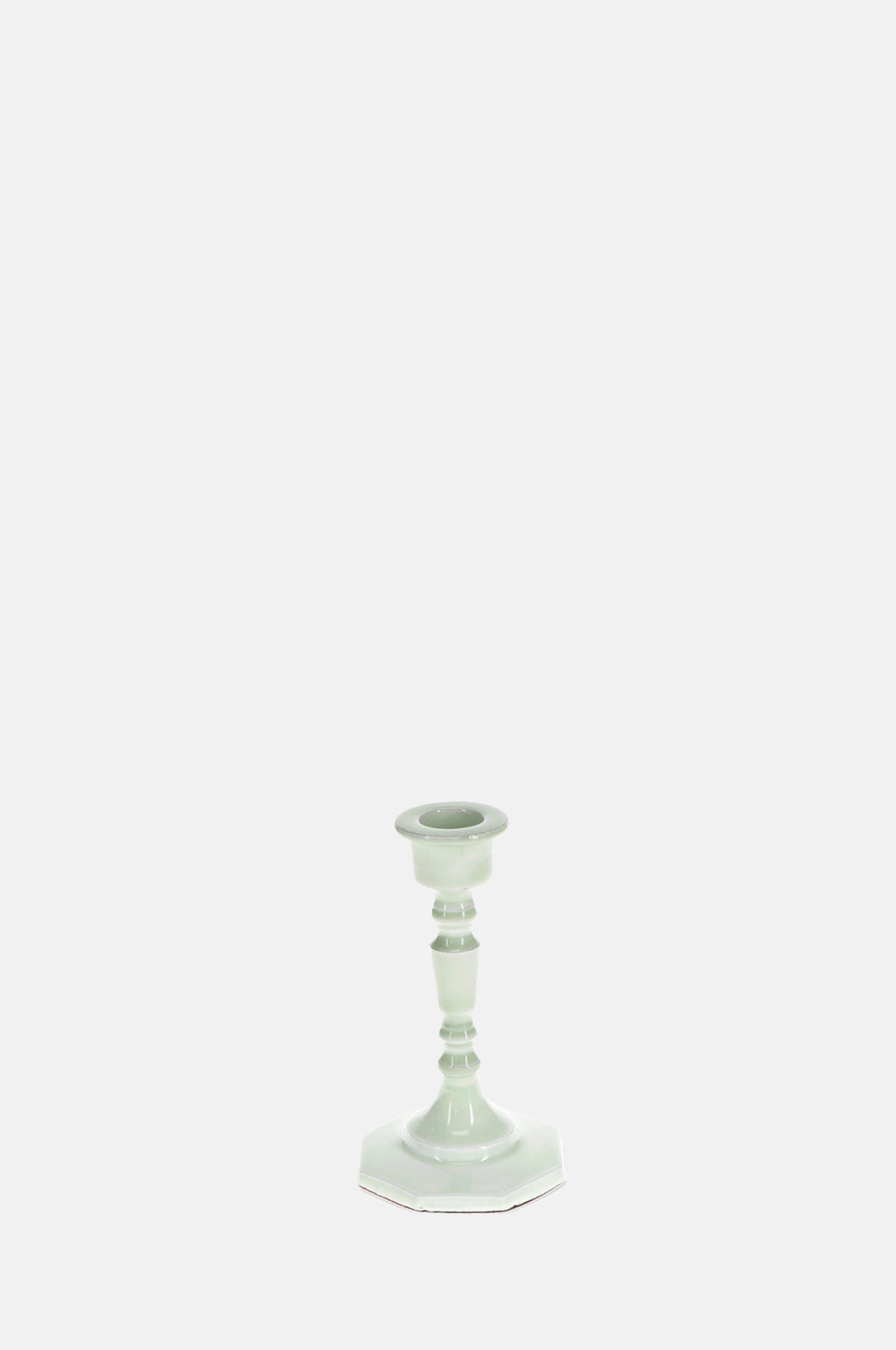 Rex London Enamel Candlestick 13cm Light Grey.