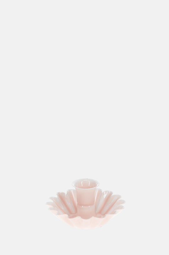 Enamel Cupped Flower Candle Holder Soft Pink