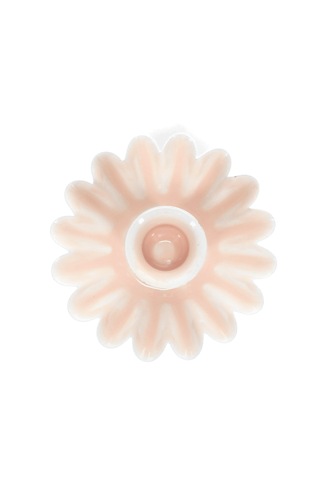 Enamel Cupped Flower Candle Holder Soft Pink
