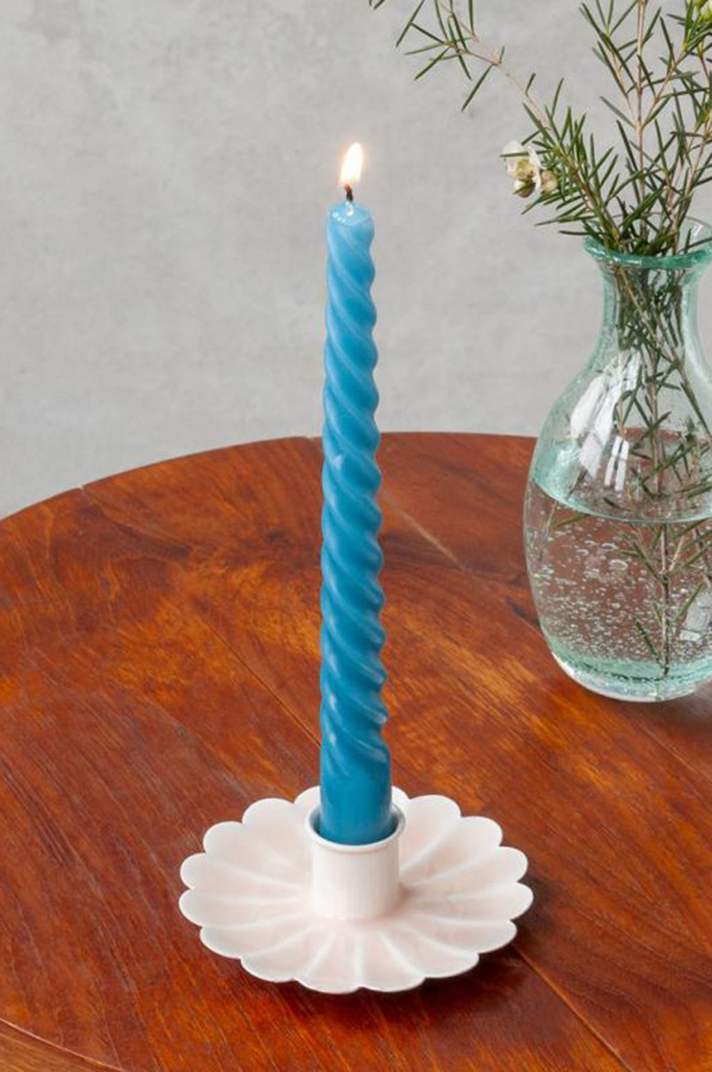 Enamel Flat Flower Candle Holder Soft Pink