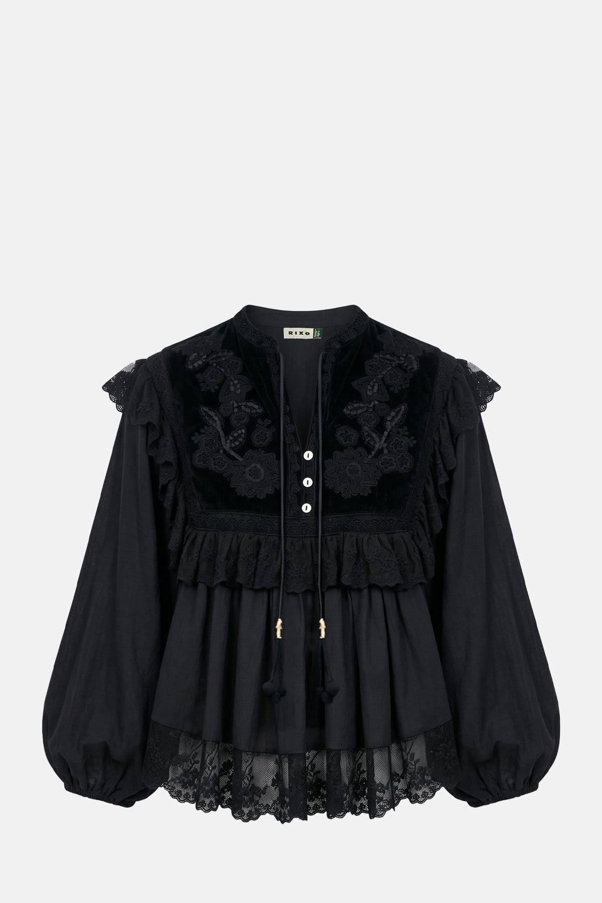 Rixo Diann Top Lilly Embroidery Black.