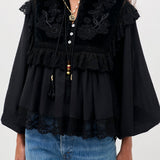 Diann Top Lilly Embroidery Black