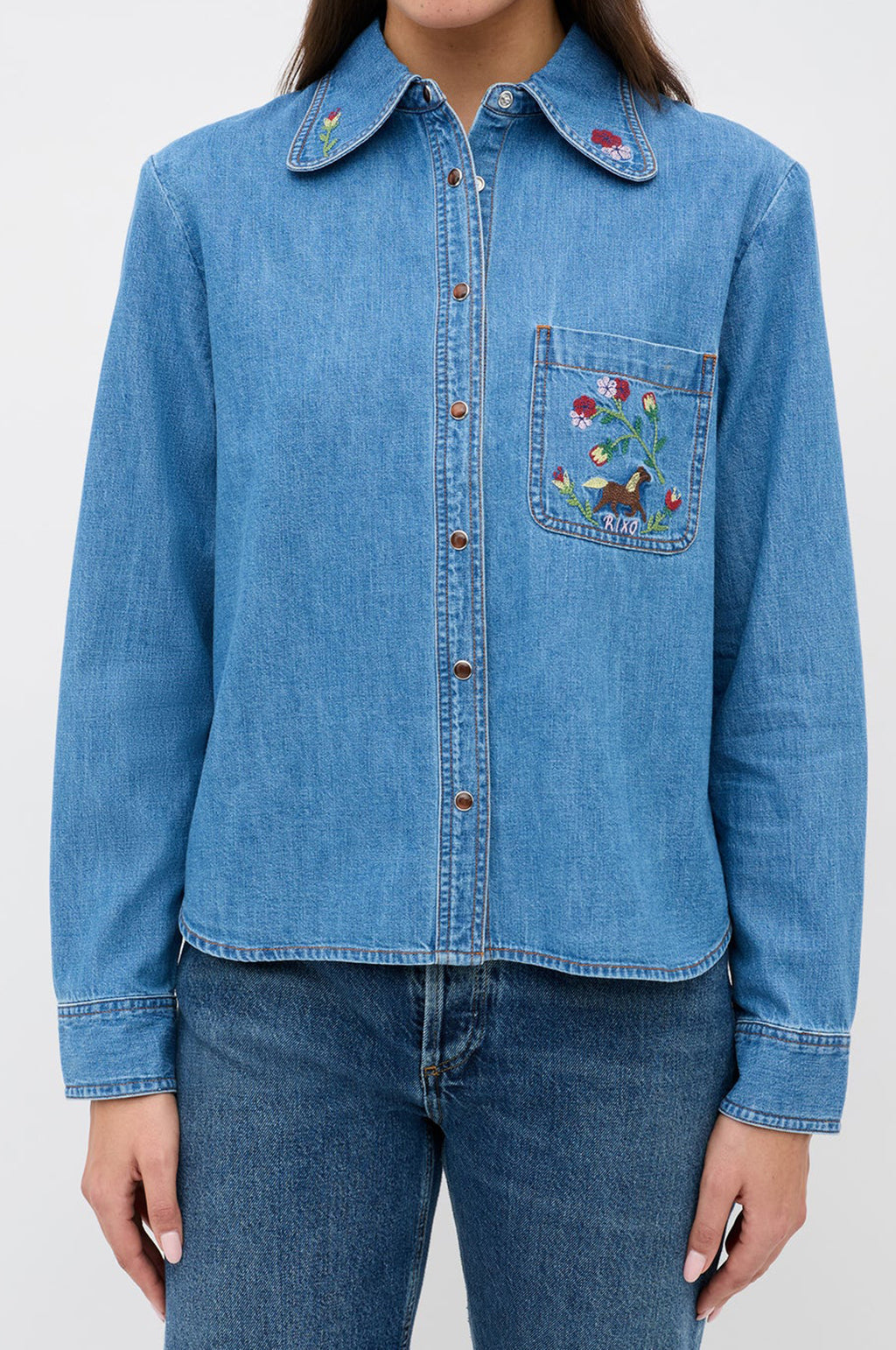 Edaline Top Sadie Embroidery Light Vintage