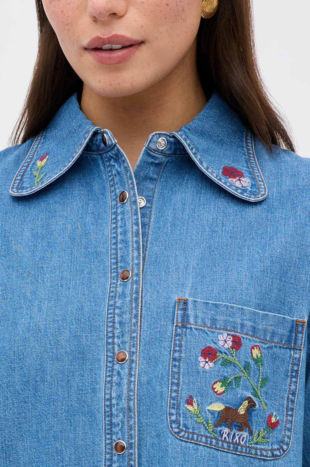 Edaline Top Sadie Embroidery Light Vintage