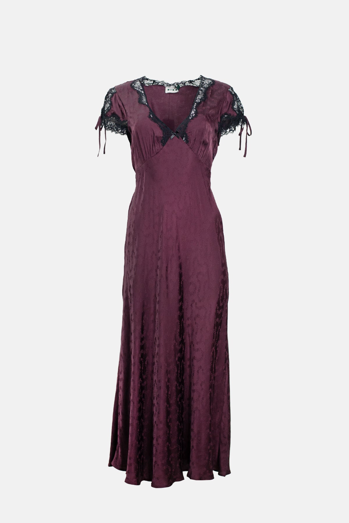 Rixo Fern Dress Floral Trail Jacquard Wine.