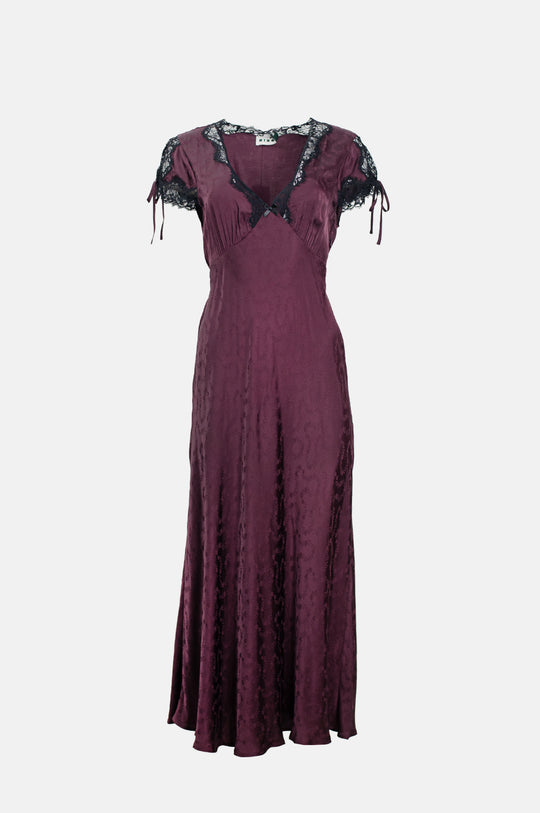 Fern Dress Floral Trail Jacquard Wine