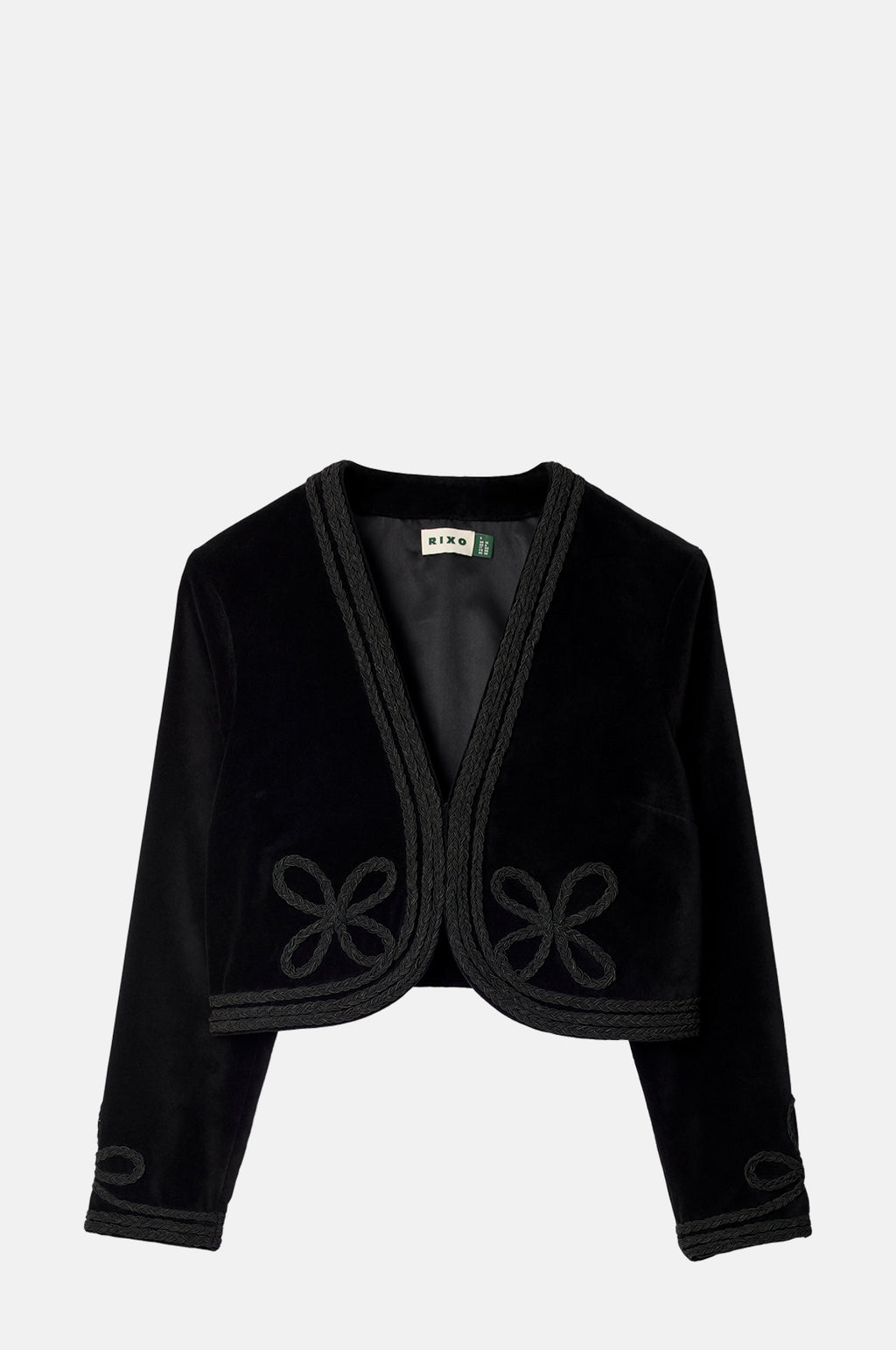 Rixo Kesia Jacket Clover Applique Black.