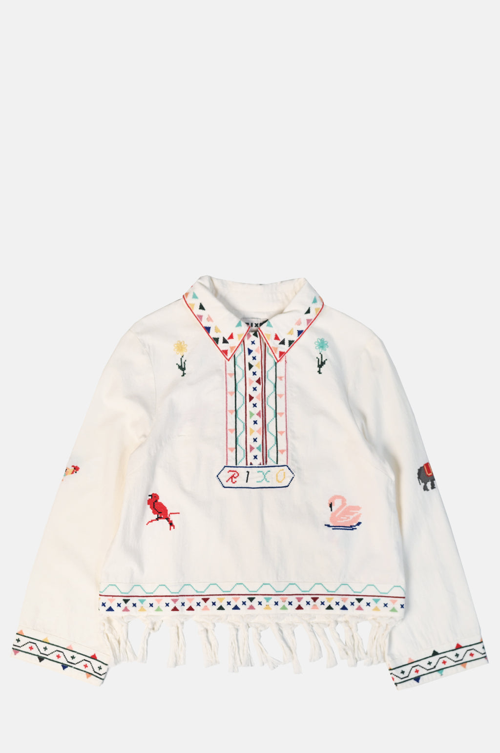 Rixo Ludmilla Top Wilding Embroidery Cream.