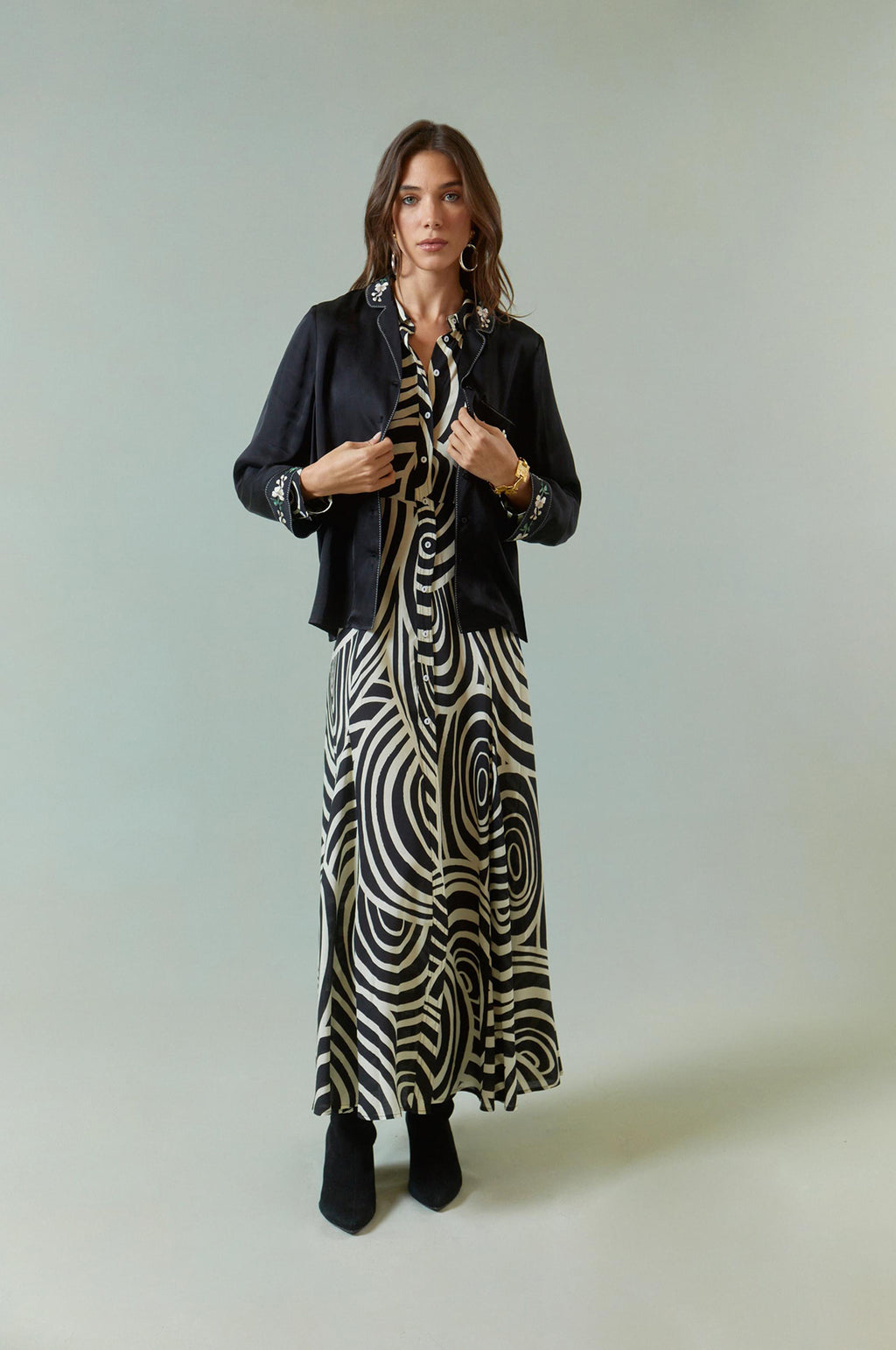 Rixo Maddison Dress Whirlpool Mono.