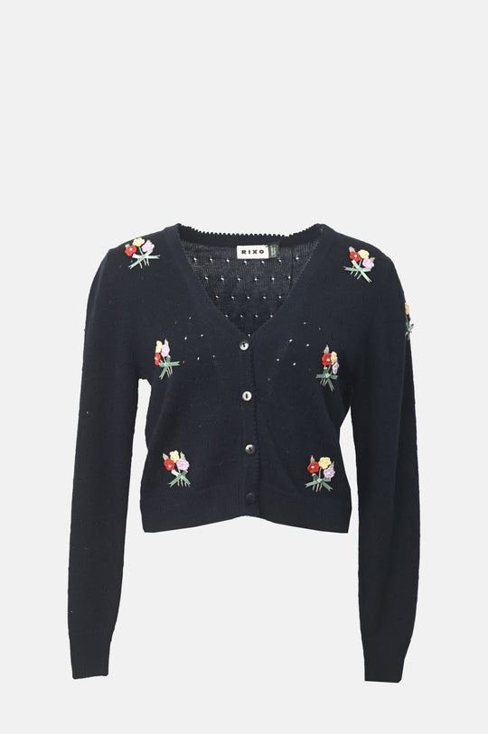 Merinda Cardigan Floret Embroidery Deep Navy