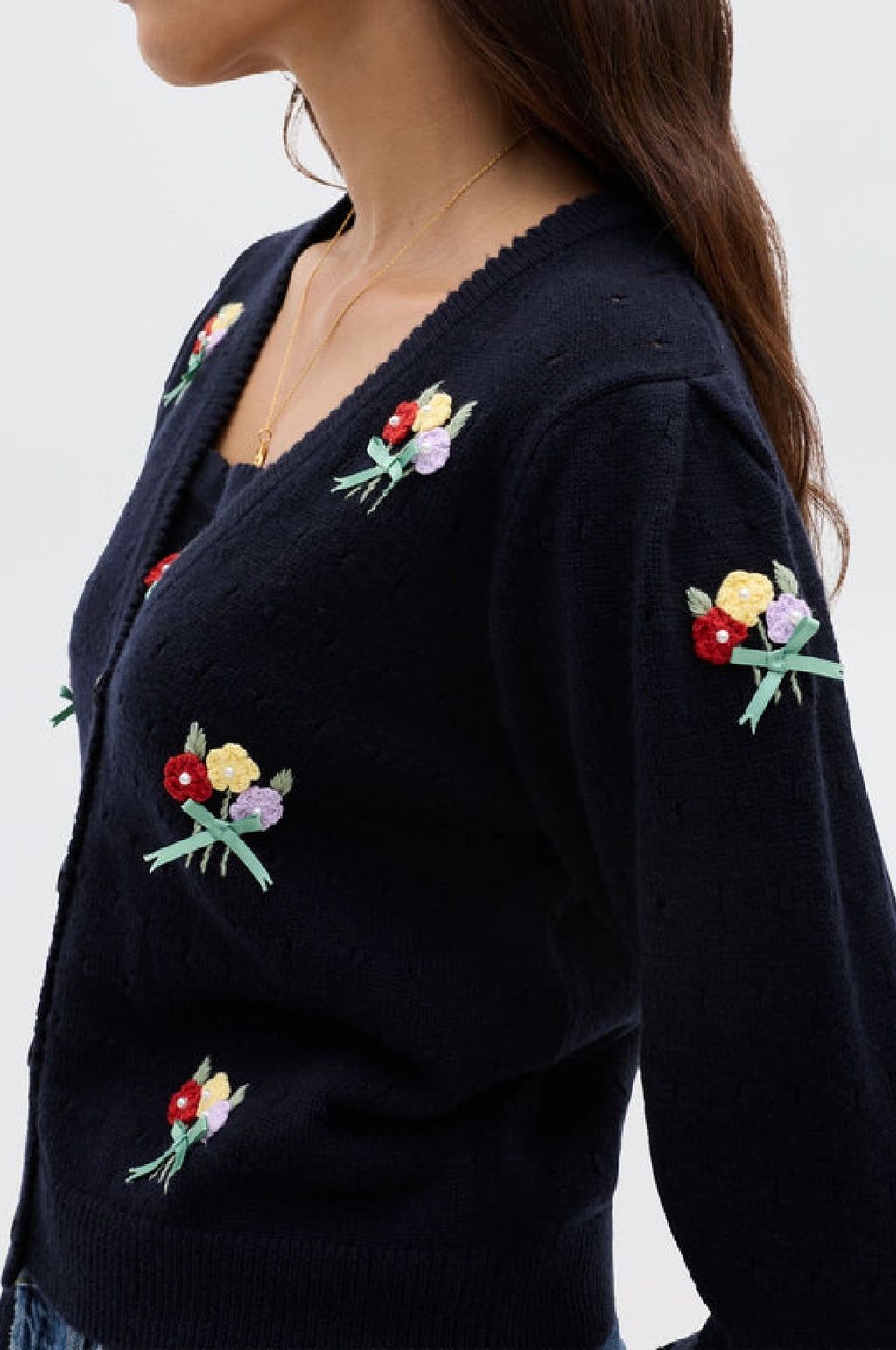 Merinda Cardigan Floret Embroidery Deep Navy
