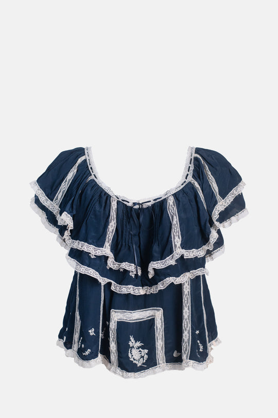 Mirabella Top Fleur Embroidery Deep Navy