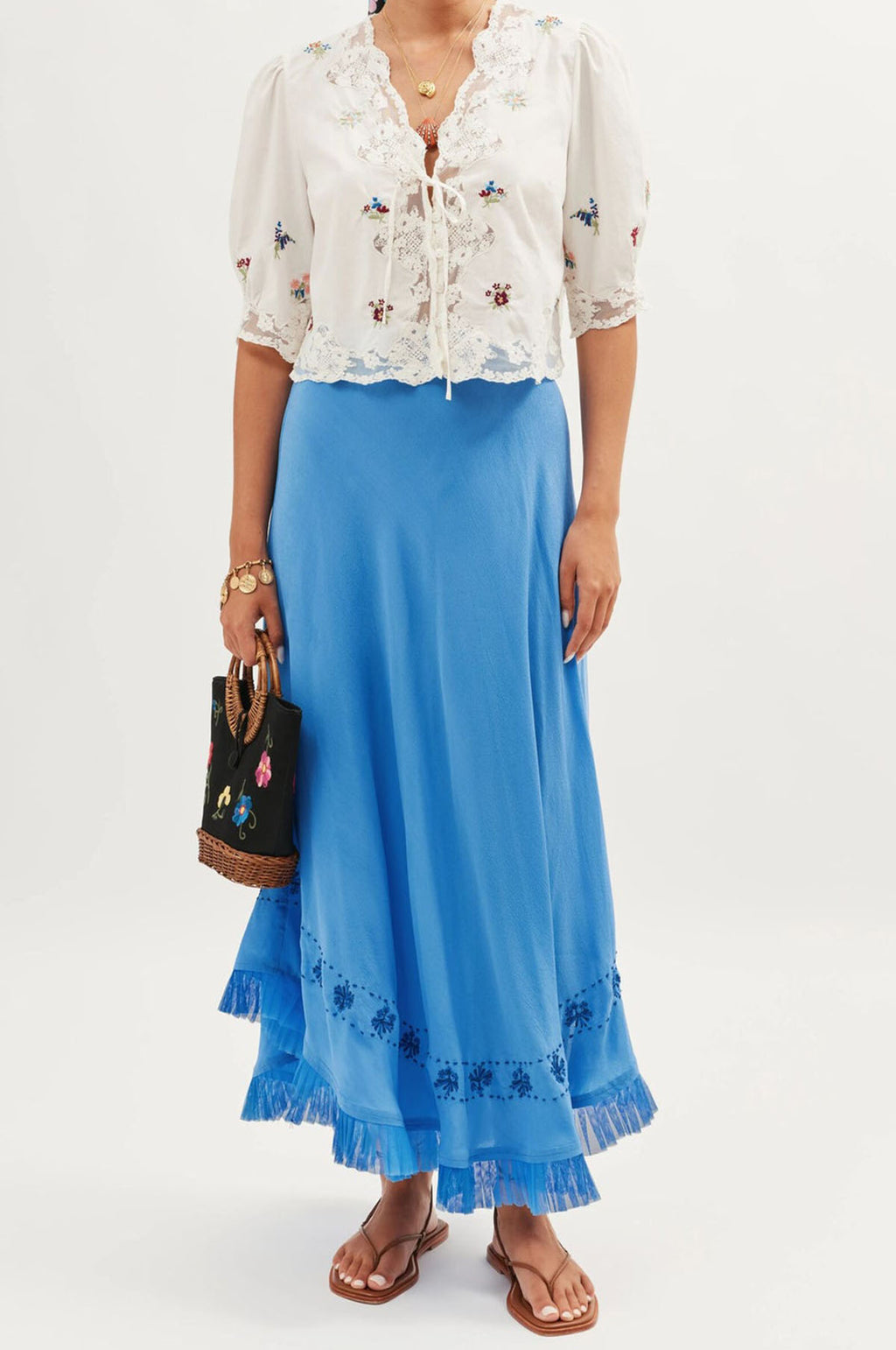 Ursula Top Bud Embroidery Ivory