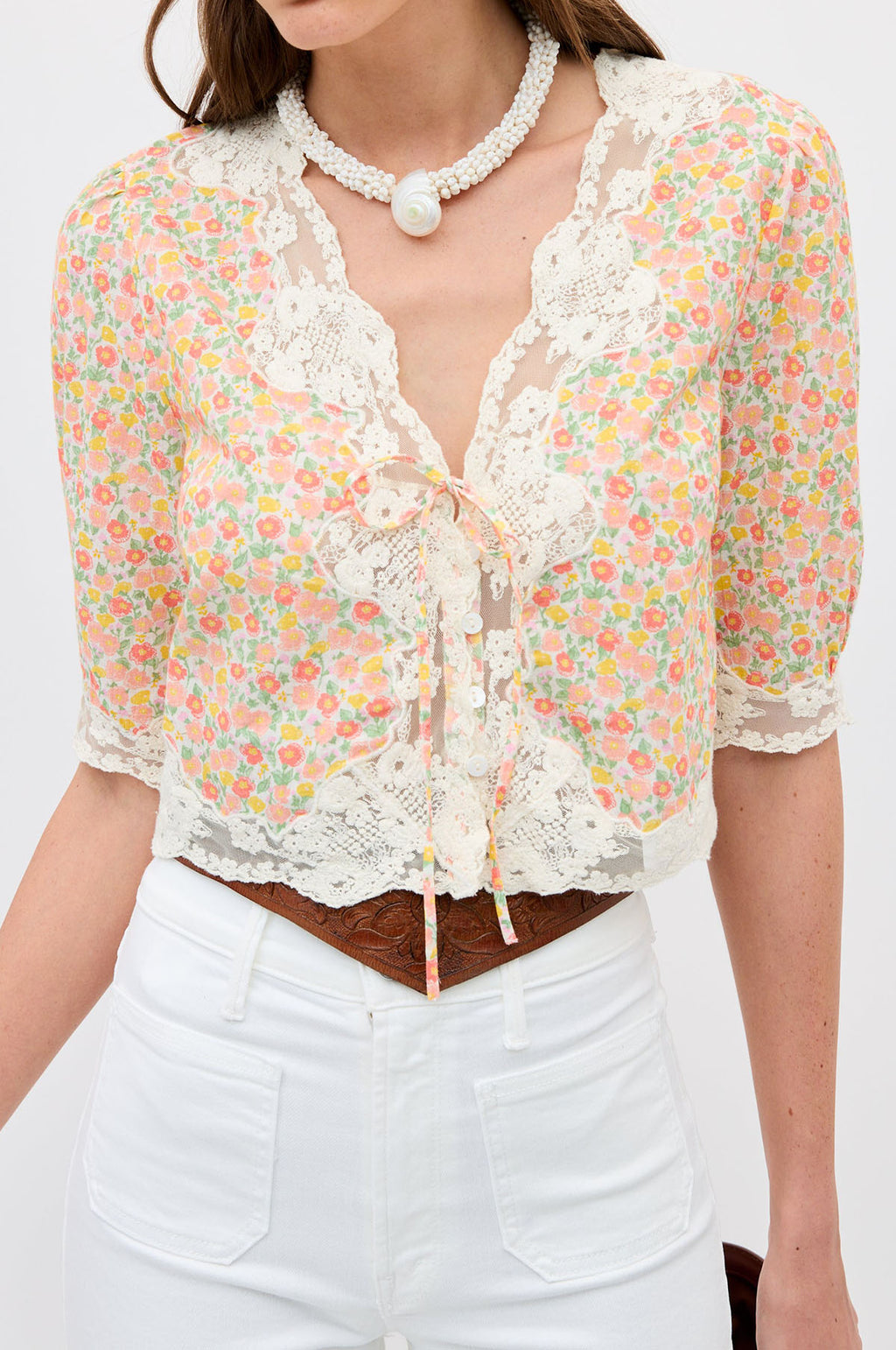 Ursula Top Katie Floral Cream