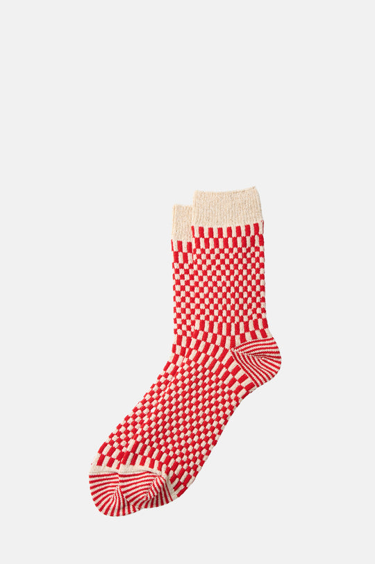 Checkerboard Pattern Socks Red