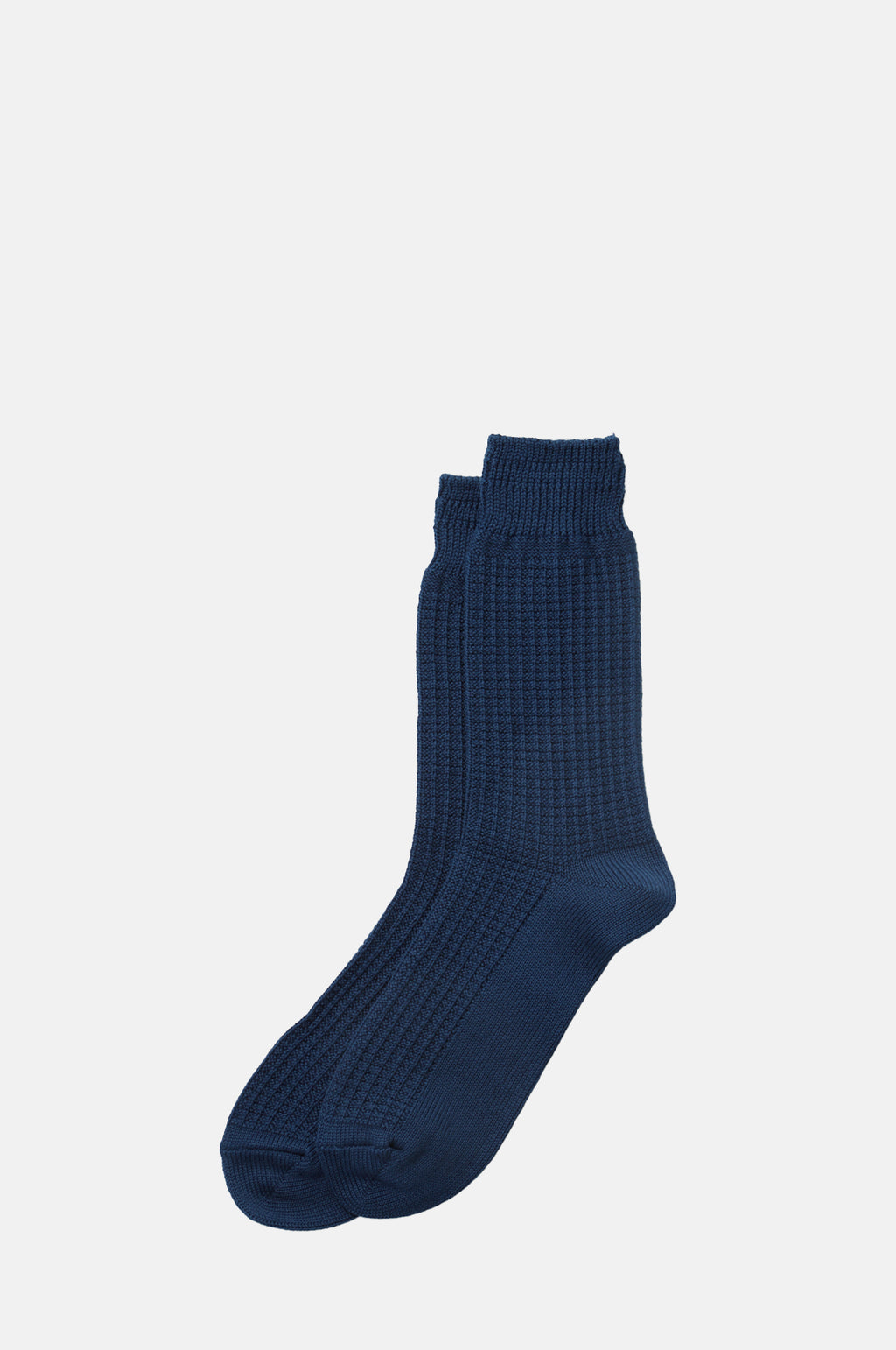 RoToTo Cotton Waffle Crew Socks Dull Blue.