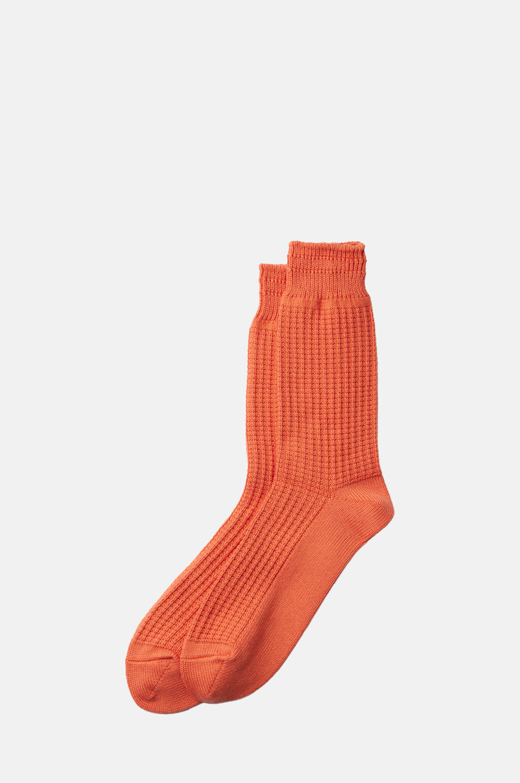 RoToTo Cotton Waffle Crew Socks Light Orange.