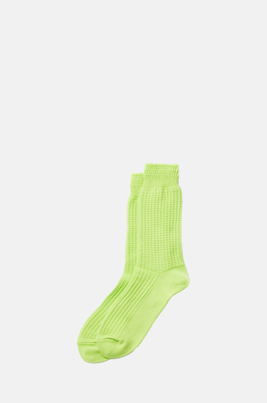 RoToTo Cotton Waffle Crew Socks Lime The Hambledon