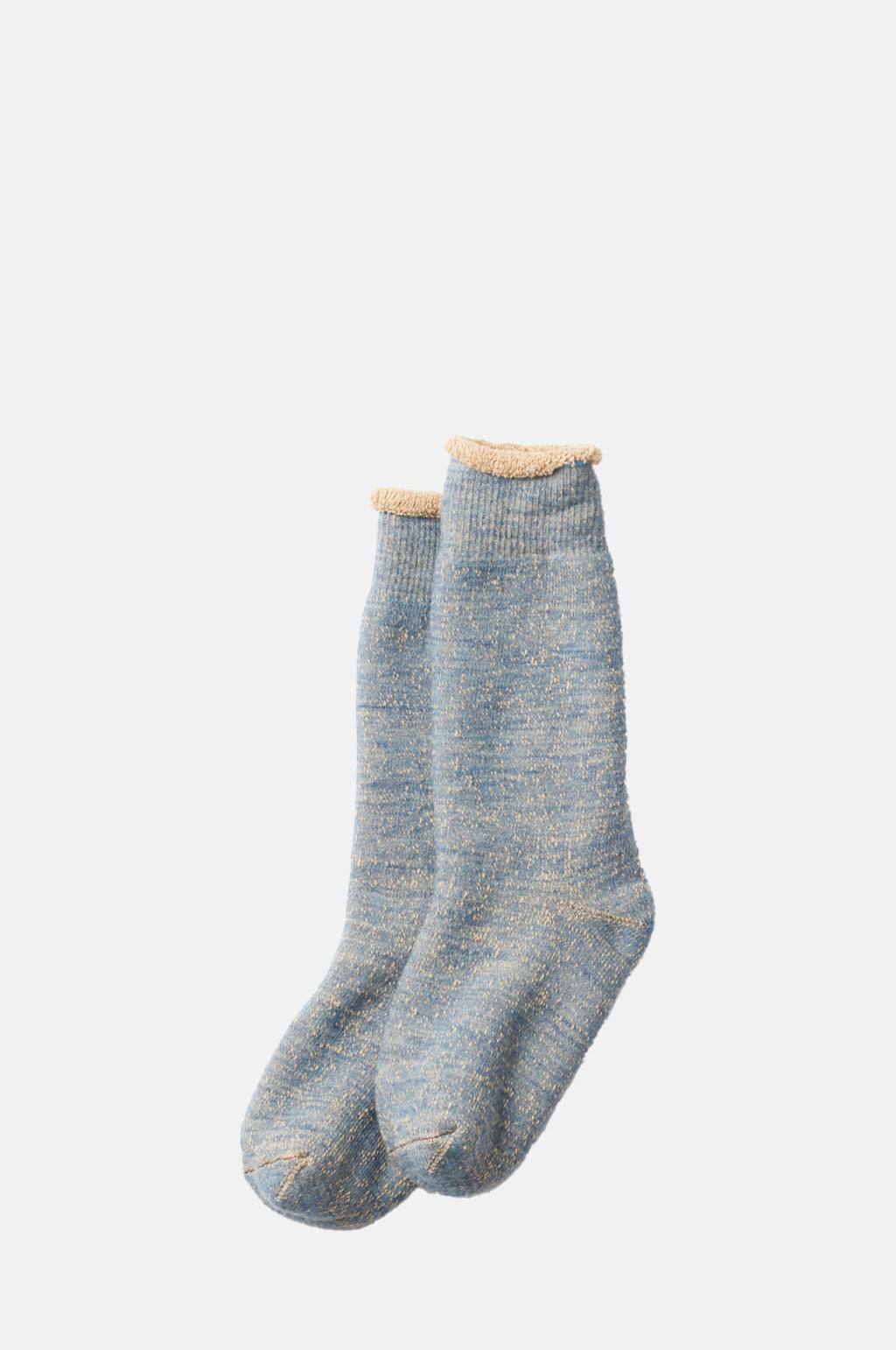 RoToTo Double Face Crew Socks Merino Wool Organic Cotton Blue Brown.