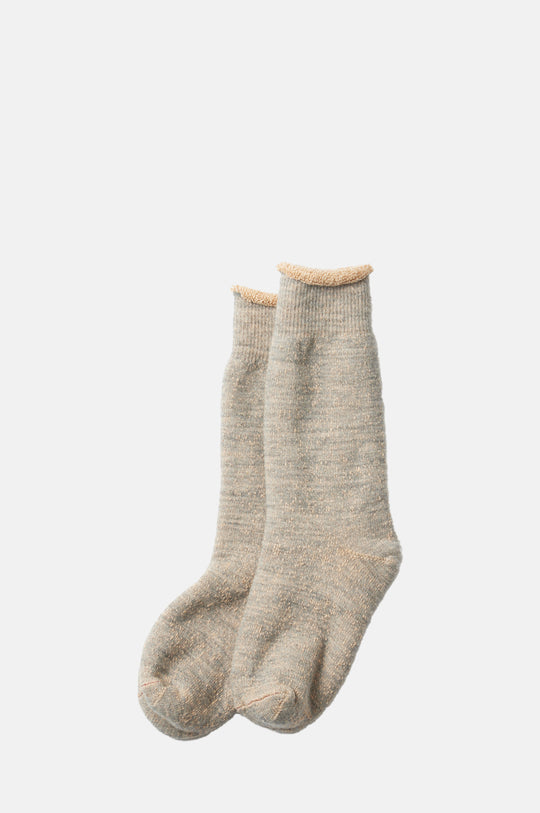 Double Face Crew Socks "Merino Wool & Brown OG" Gray/Brown