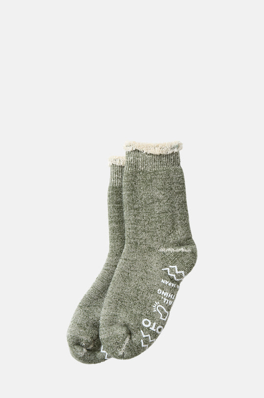 Double Face Room Socks "Shaggy Pile" Moss Green