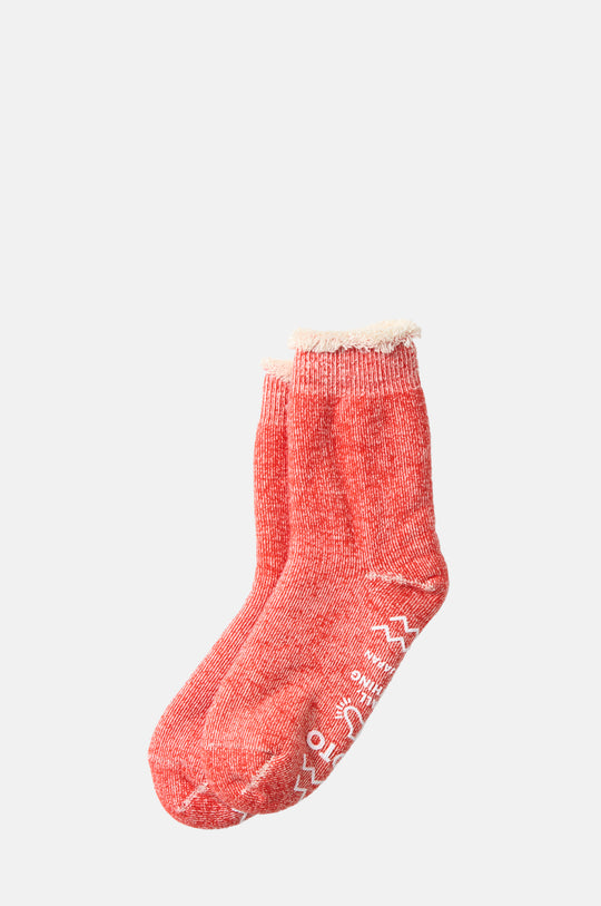 Double Face Room Socks "Shaggy Pile" Red