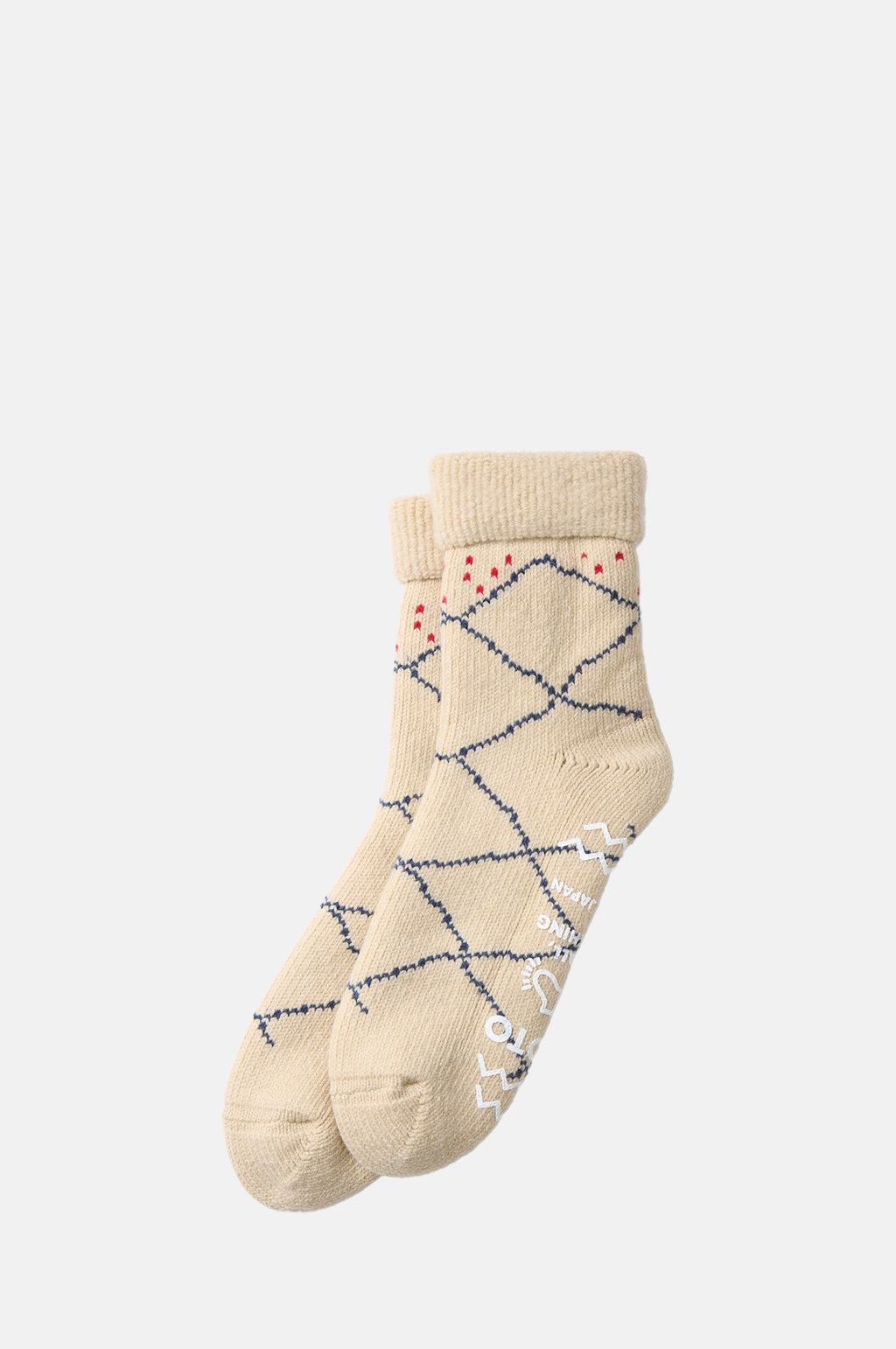 RoToTo Merino Lambs Wool Room Sock Ben Ourain Ecru Blue.