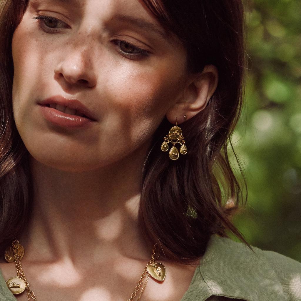 A.M. Gratitude for Nature Girandole Earrings Gold