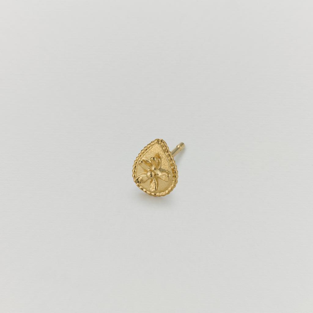 A.M. Teardrop Ex-voto Flower Single Stud Earring Gold