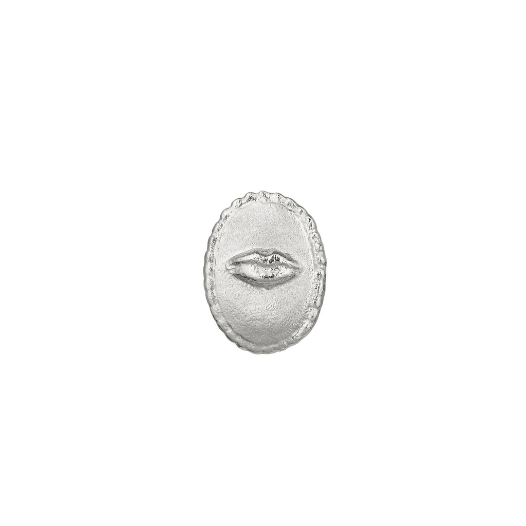 A.M. Oval Ex-voto Lips Single Stud Earring Silver