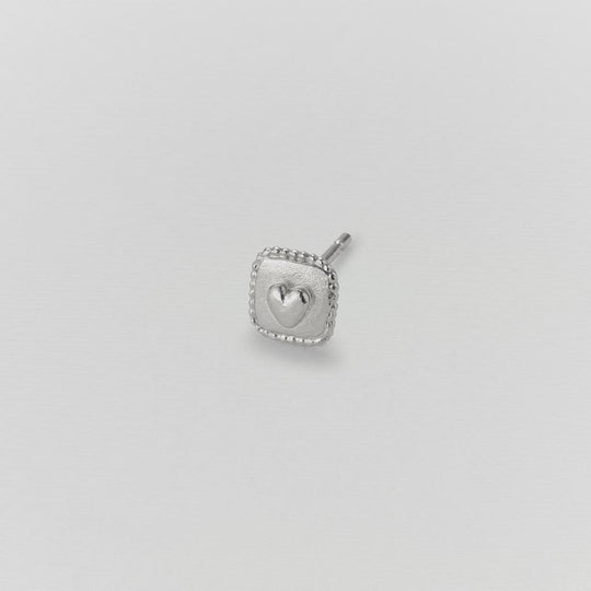 A.M. Square Ex-voto Heart Single Stud Earring Silver