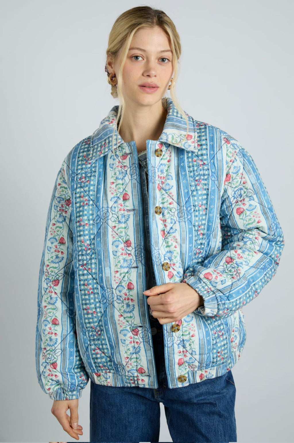 ジャケット・アウター madder madder DANSHARI NAVY BLAZAR macy jacket - red banana - gingham quilted jacket – Damson