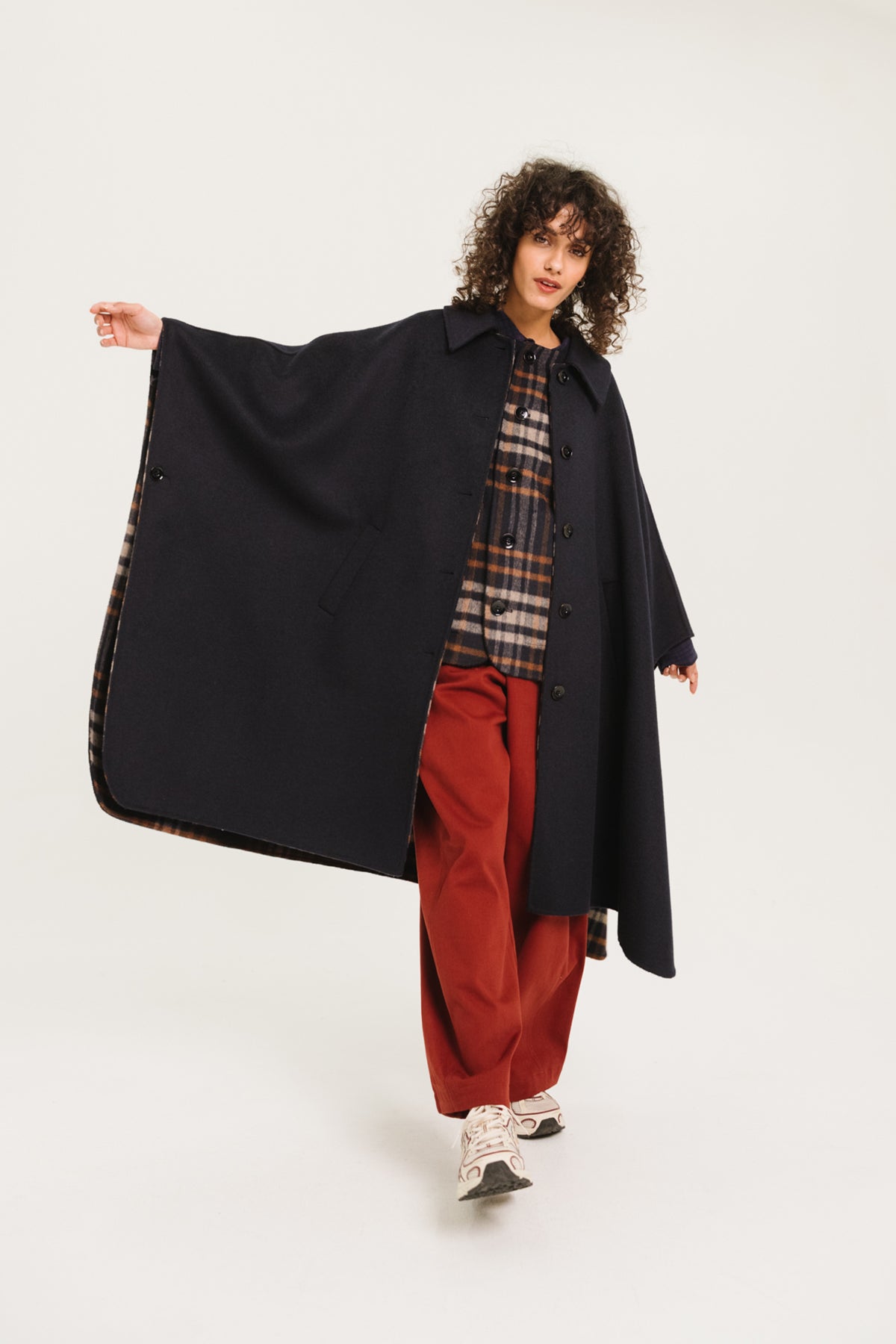 Selena Double Face Cape Bleu