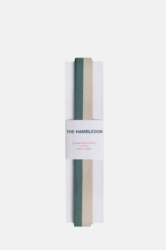 Sand and Forest Green Bicolor Cotton Ribbon 25mm x 5m