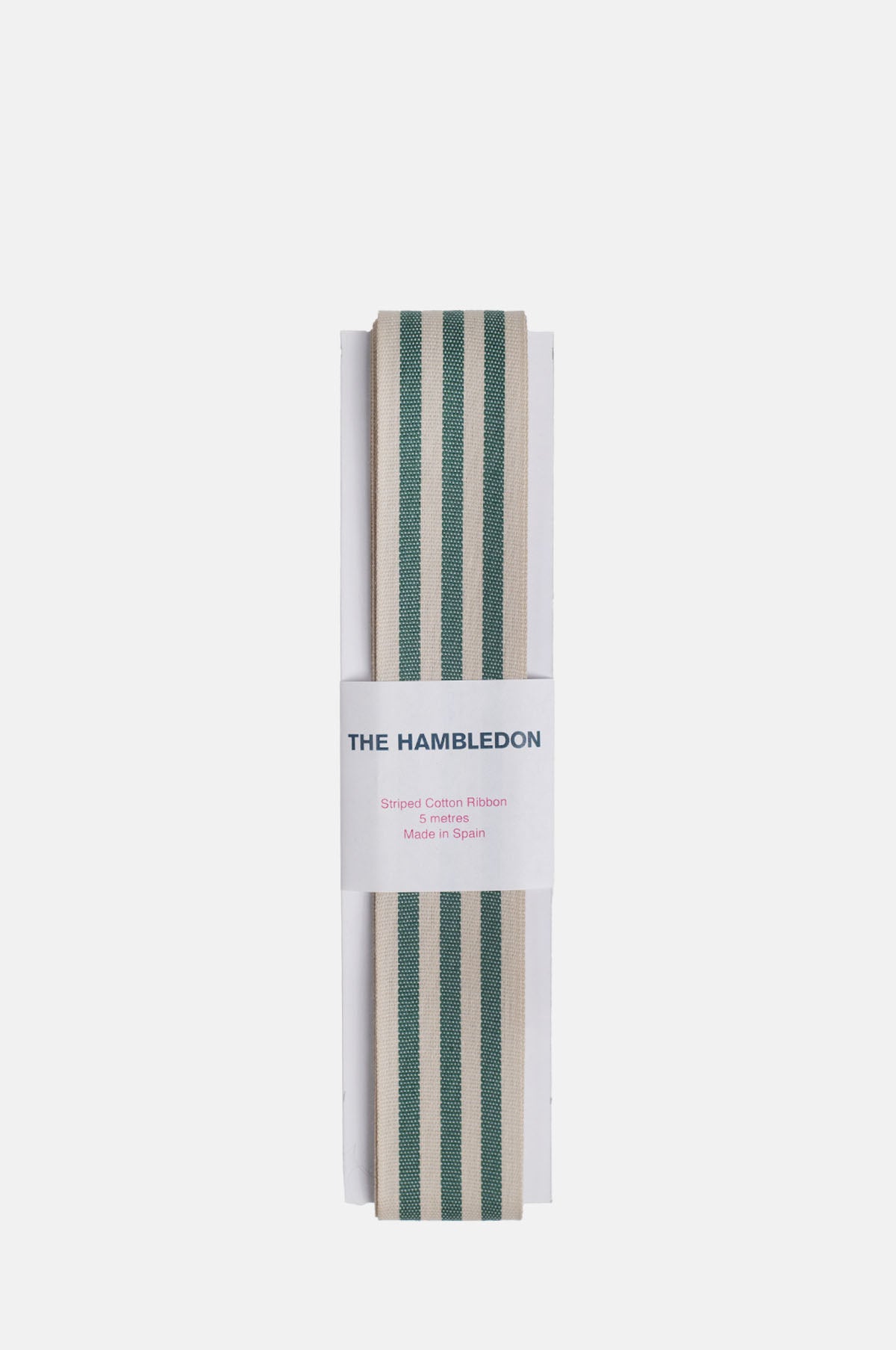 Sand and Forest Green Cotton Stripe Ribbon 35mmx5m.