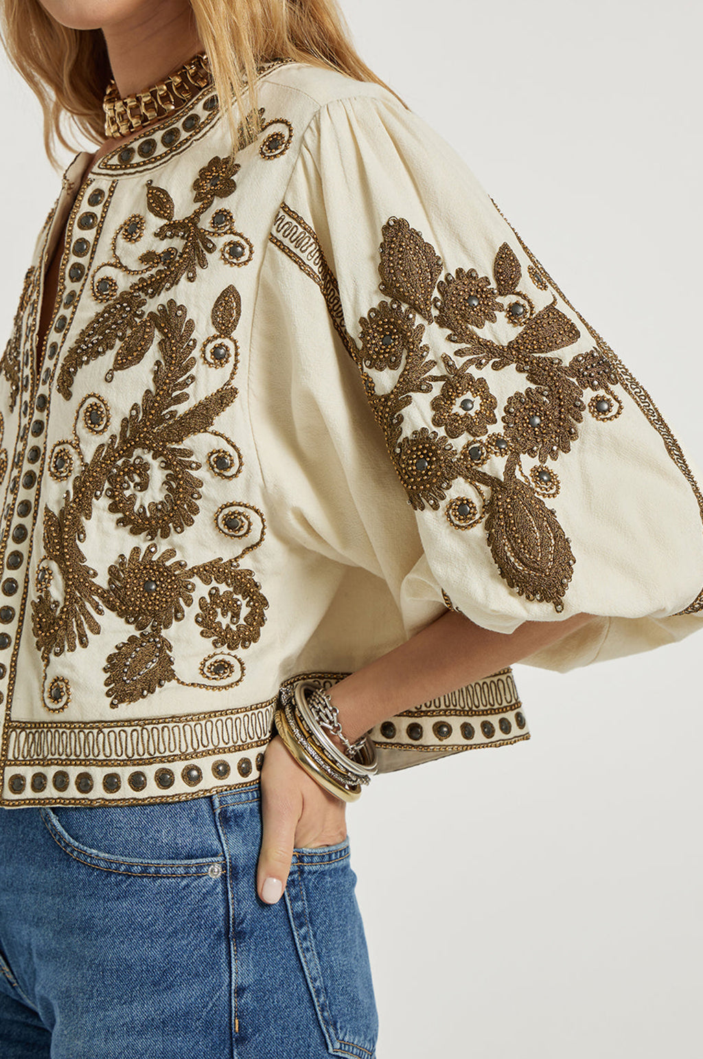 Maris Jacket Vanilla With Olive Green