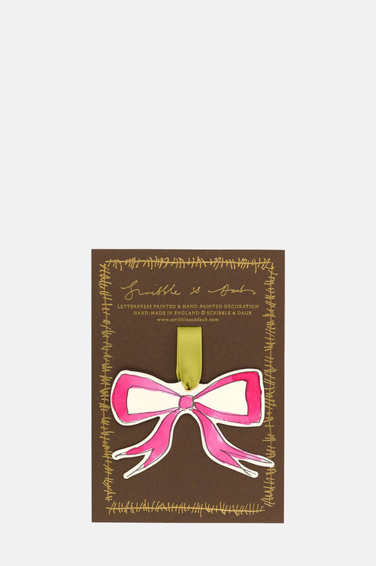 Bow Christmas Decoration/Gift Tag Bright Pink