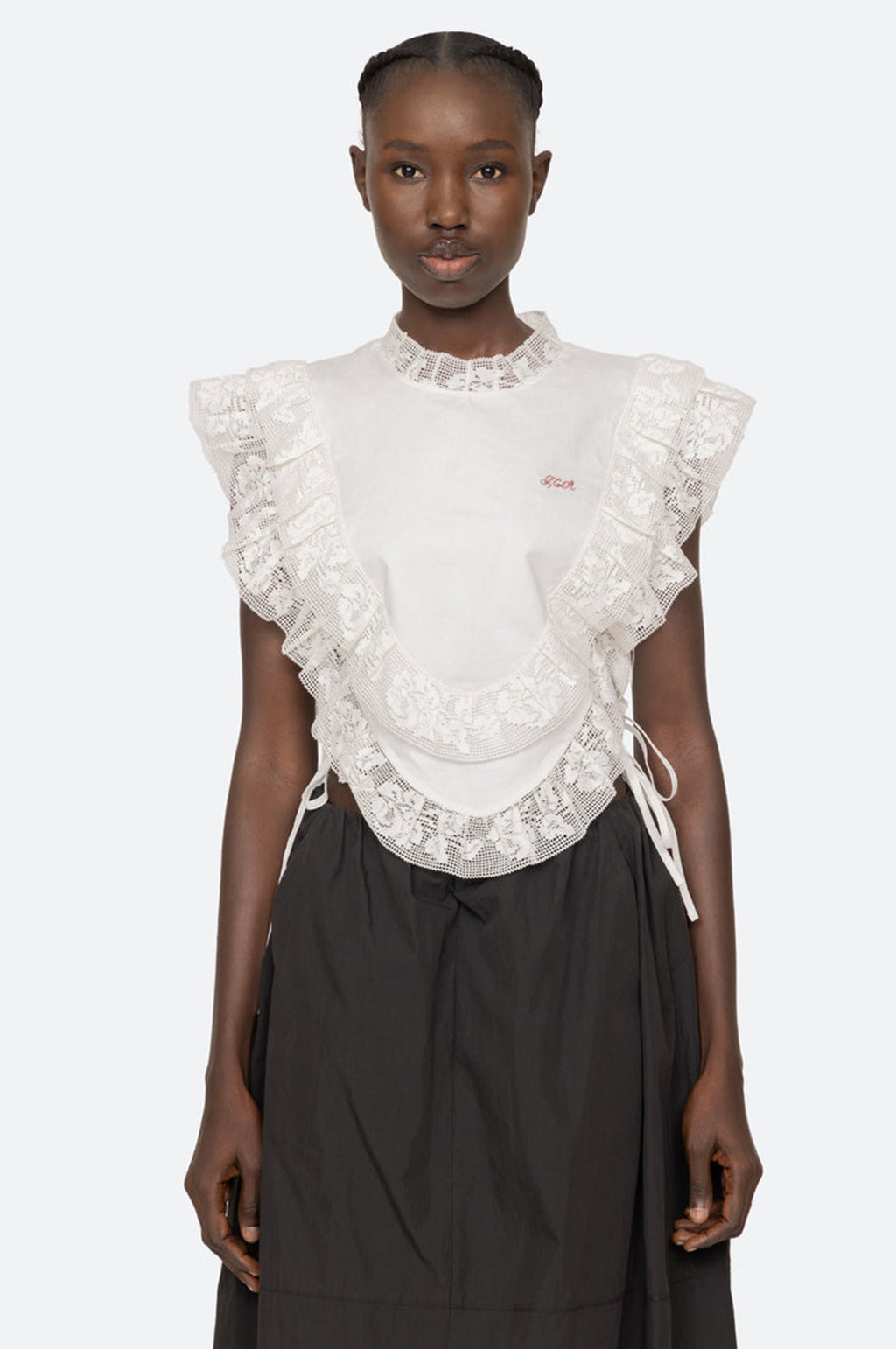 Abelene Solid Side Tie Tank Top White